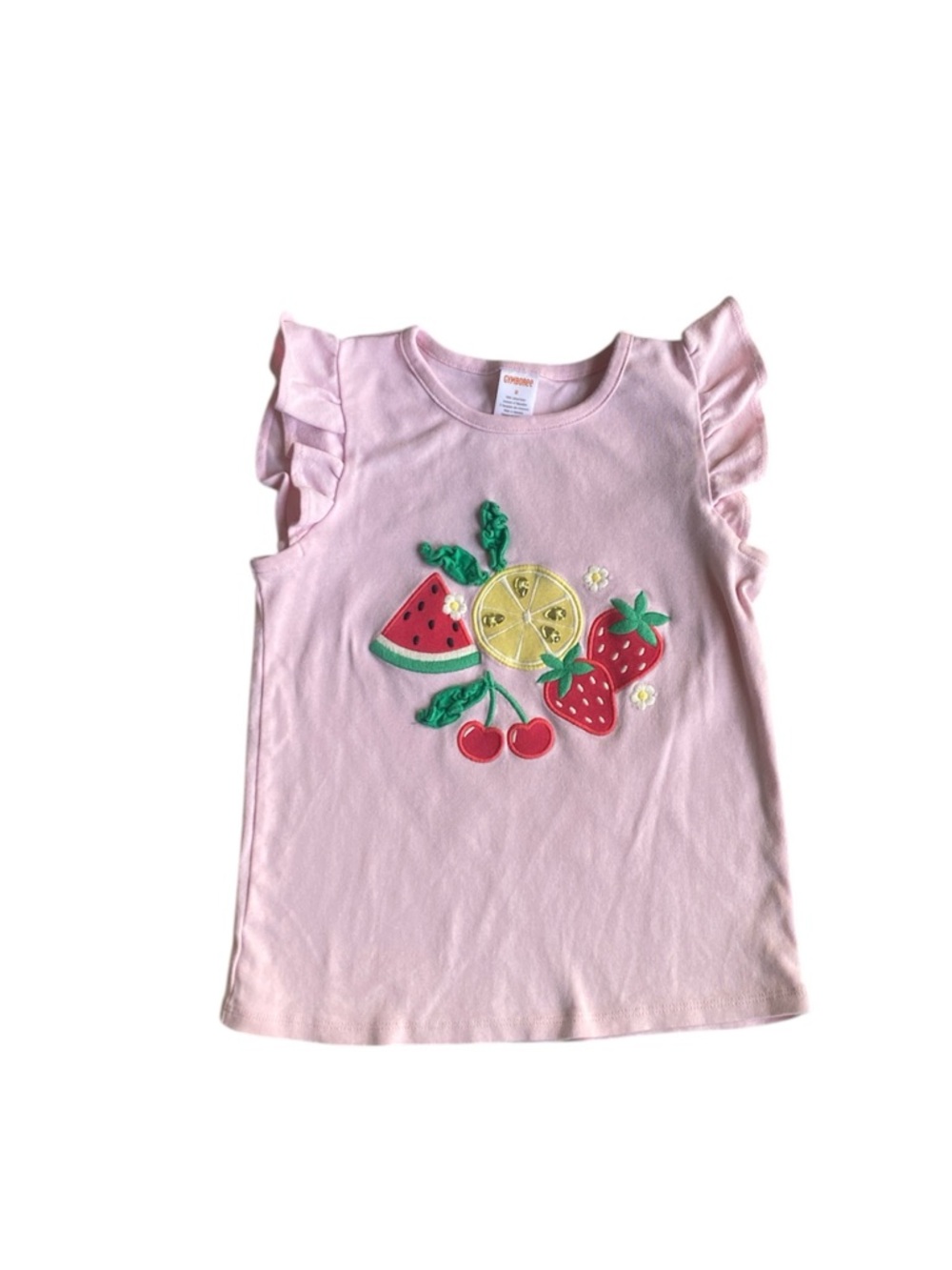 Gymboree Girls Embroidered Graphic Ruffle Top - Little Essentials - Pink